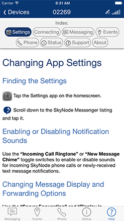 SkyNode Messenger (iOS) - Help Page